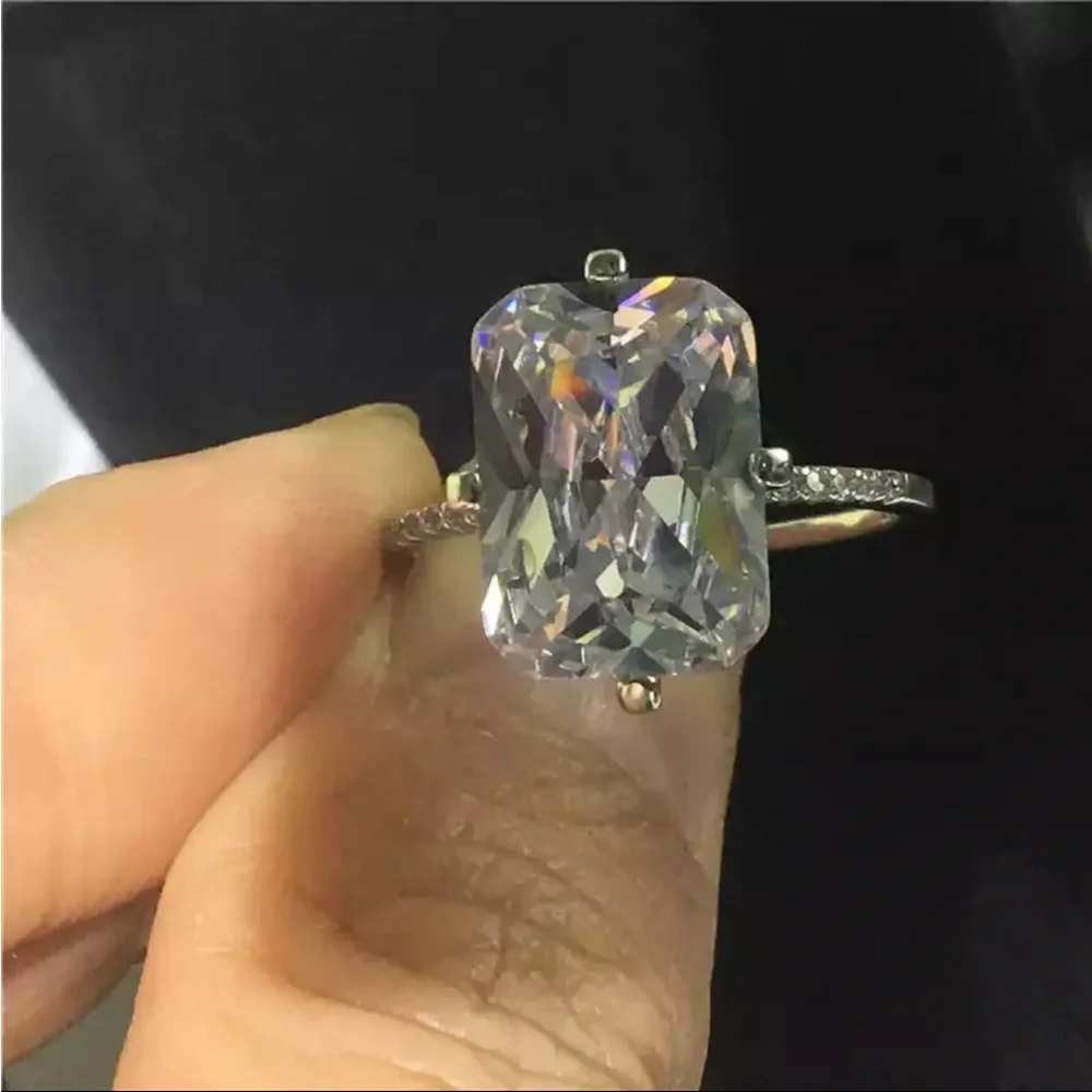 New 925 Silver Engagement Wedding Band Diamond Ring - Picture 2 of 4